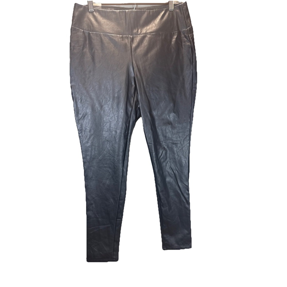 Kendall + Kylie Womens Metallic Faux Leather Skinny Lined Pants Large Black